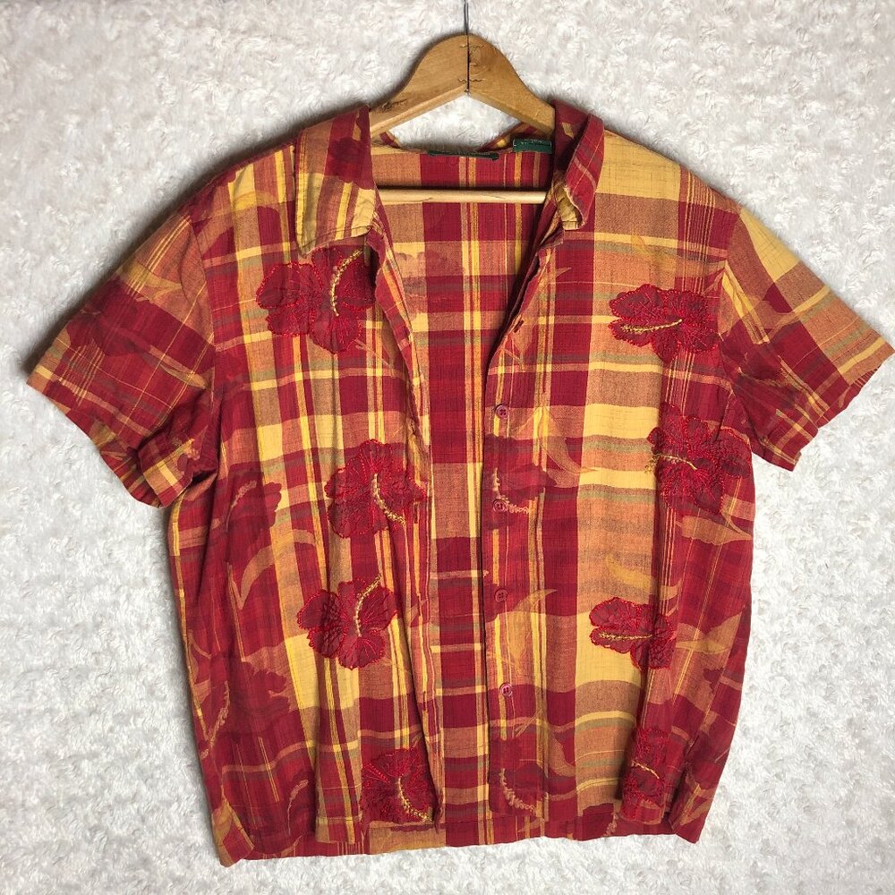 Lemon Grass Studio 100% Cotton Floral Button Down Size Large‎